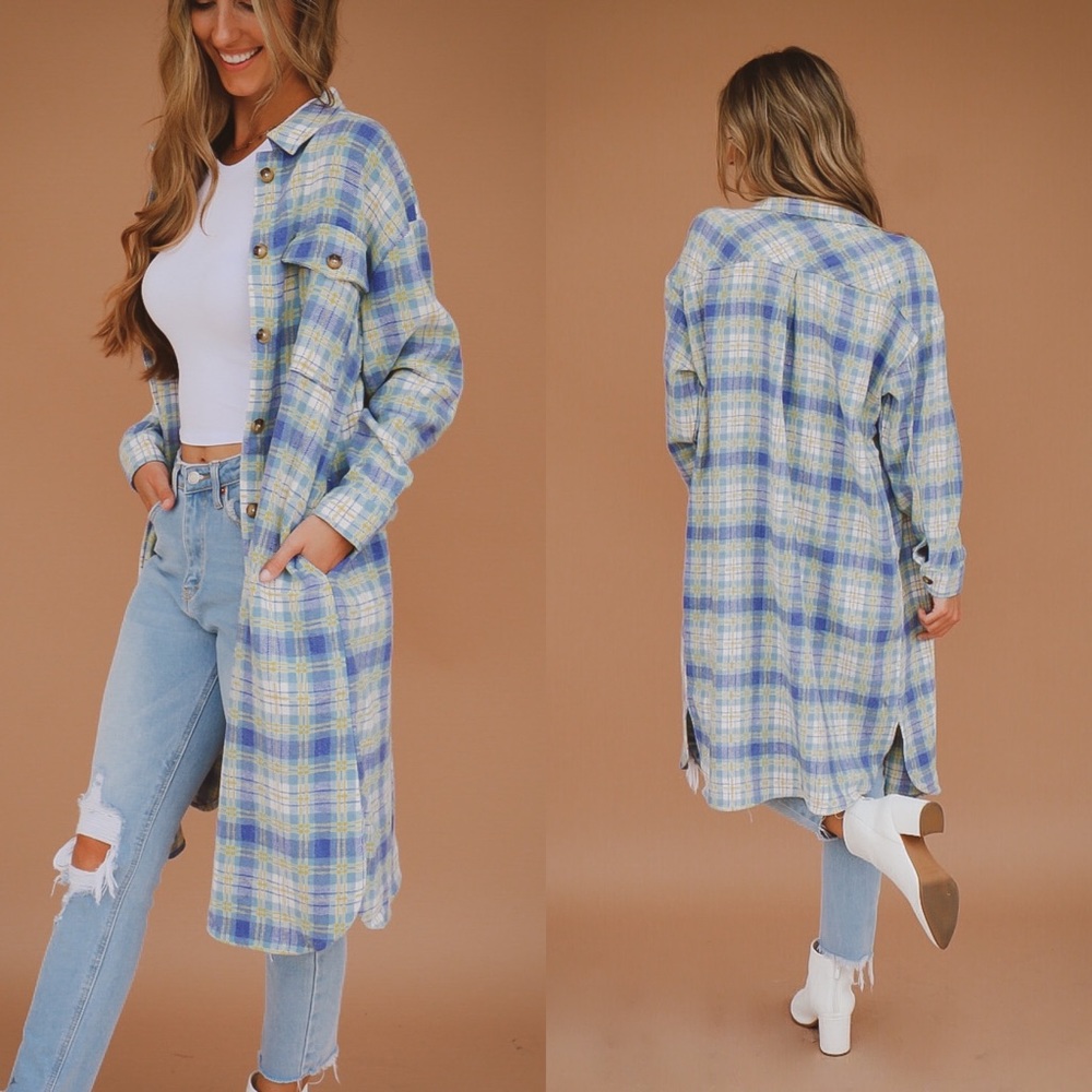 blue long shacket - Picture 3 of 3